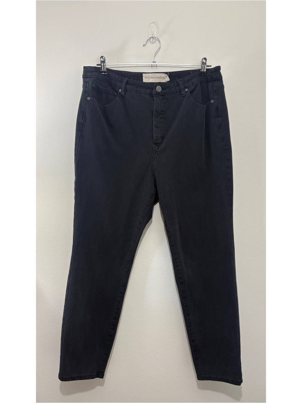 Soft Surroundings “The Ultimate High-Rise Slim Jeans” black denim (size 18 P)